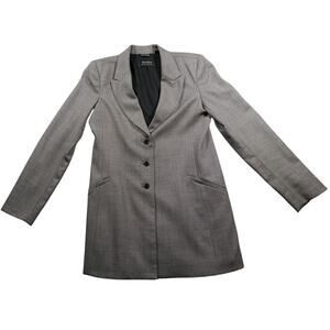 Dana Buchman Wool Blend Herringbone Blazer Black White 10